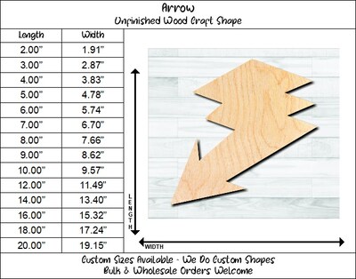 Lightning Bold Arrow 15 Unfinished Wood Shape Blank Laser Cutout Woodcraft Craft Supply ARR-039 - image2